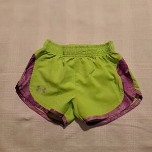 Under Armour girls size 24 months lime with purple accent shorts